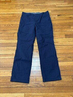 Eddie Bauer Fleece Lined Tech Pants Mens 36x34 Nylon Stretch Navy Blue Outdoor